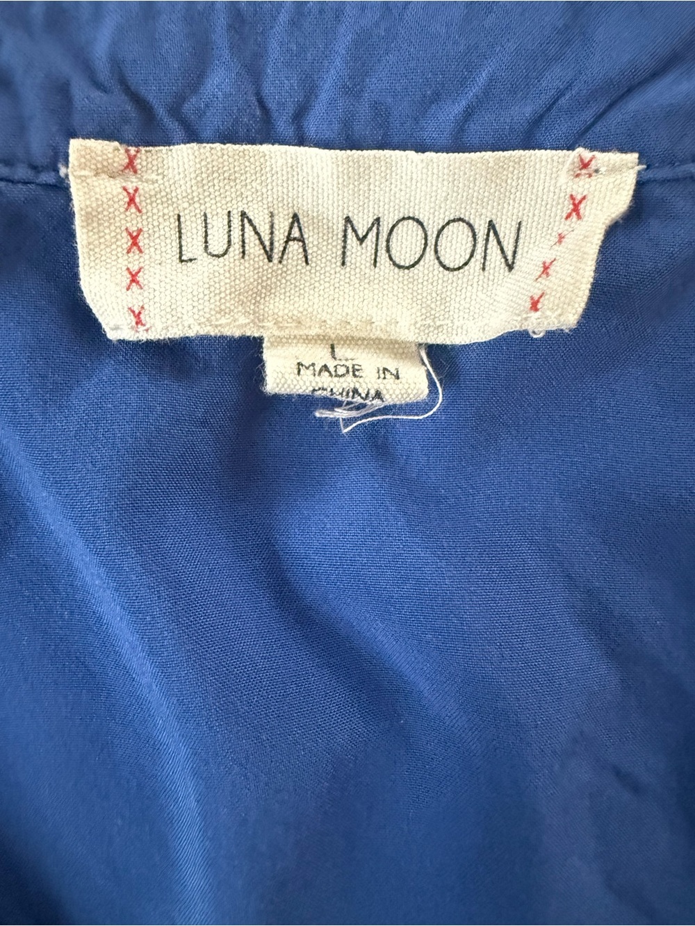 Luna Moon Anthropologie Women's Blue Embroidered Tunic Blouse - Boho V-Neck - Picture 8 of 9